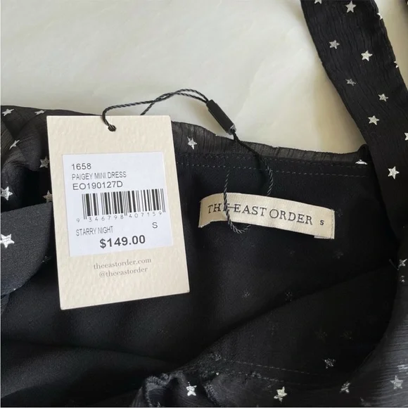 The East Order Starry Night Mini Dress NWT Size S Black Metallic - Picture 6 of 8